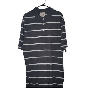 True Nation Gray & White Stripe Polo Shirt‎
